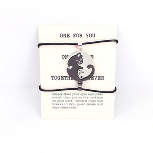 Cute Couples Jewelry animal Necklaces Black white Couple Necklace cat Pendants - accessories4girls