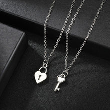 Load image into Gallery viewer, Romantic Couple Heart Clock Key Pendant Necklace For Women Ture  Love Two Detachable Necklaces - accessories4girls