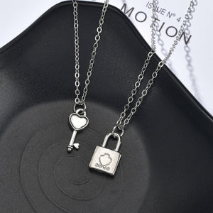 Romantic Couple Heart Clock Key Pendant Necklace For Women Ture  Love Two Detachable Necklaces - accessories4girls