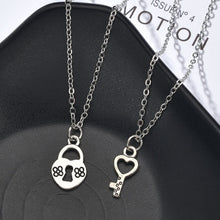 Load image into Gallery viewer, Romantic Couple Heart Clock Key Pendant Necklace For Women Ture  Love Two Detachable Necklaces - accessories4girls