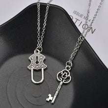Load image into Gallery viewer, Romantic Couple Heart Clock Key Pendant Necklace For Women Ture  Love Two Detachable Necklaces - accessories4girls