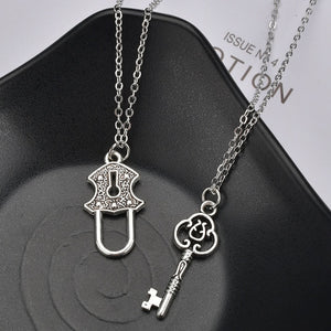 Romantic Couple Heart Clock Key Pendant Necklace For Women Ture  Love Two Detachable Necklaces - accessories4girls