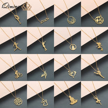Load image into Gallery viewer, Boho Statement Necklace Women Stainless Steel Jewelry Wolf Phoenix Yoga Ballet Sports Gold Chain Necklace Pendant Girls Gift - accessories4girls