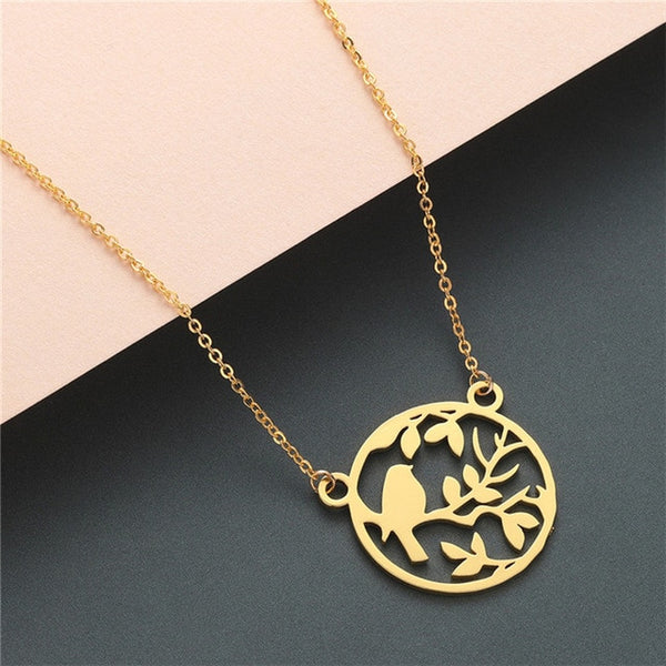 Boho Statement Necklace Women Stainless Steel Jewelry Wolf Phoenix Yoga Ballet Sports Gold Chain Necklace Pendant Girls Gift - accessories4girls