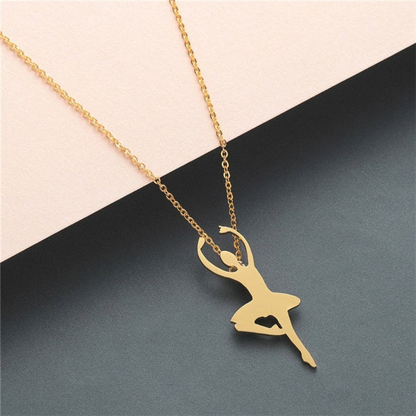 Boho Statement Necklace Women Stainless Steel Jewelry Wolf Phoenix Yoga Ballet Sports Gold Chain Necklace Pendant Girls Gift - accessories4girls