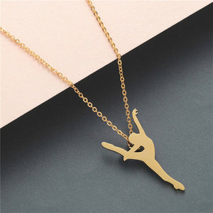 Boho Statement Necklace Women Stainless Steel Jewelry Wolf Phoenix Yoga Ballet Sports Gold Chain Necklace Pendant Girls Gift - accessories4girls