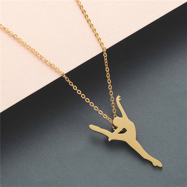 Boho Statement Necklace Women Stainless Steel Jewelry Wolf Phoenix Yoga Ballet Sports Gold Chain Necklace Pendant Girls Gift - accessories4girls