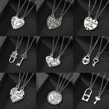 Load image into Gallery viewer, Romantic Couple Heart Clock Key Pendant Necklace For Women Ture  Love Two Detachable Necklaces - accessories4girls