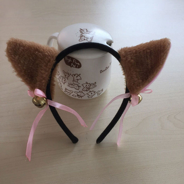 Cute kawaii girl Headwear Cat card Lolita Cat ear tassel - accessories4girls