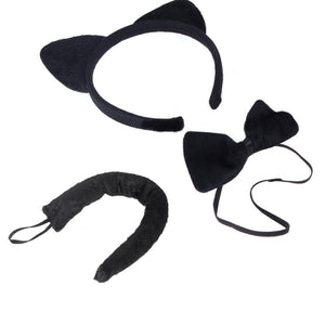 Headwear Accessory cat Ears Plush Tail Bow-tie Girls Women Halloween Party - accessories4girls