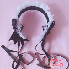 Load image into Gallery viewer, Handmade Sweet Black Lolita Lace Hairbands Bell Big Bow Headband - accessories4girls