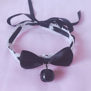 Handmade Sweet Black Lolita Lace Hairbands Bell Big Bow Headband - accessories4girls