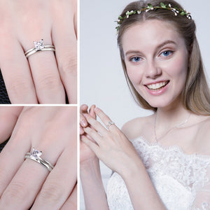 Engagement Ring Set 925 Sterling Silver Rings for Women Anniversary - accessories4girls