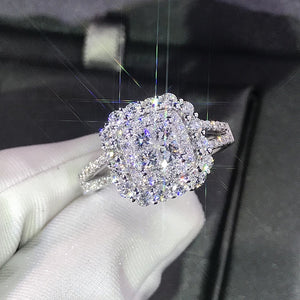 Luxury Sparkly Big Stone Zircon Silver Ring For Women Engagement Wedding - accessories4girls
