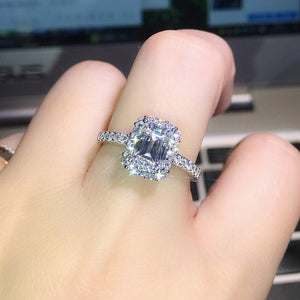 Luxury Sparkly Big Stone Zircon Silver Ring For Women Engagement Wedding - accessories4girls