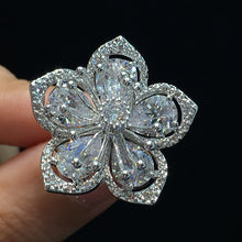 Load image into Gallery viewer, Flower Shape Big Zircon Bling Silver Ring - accessories4girls