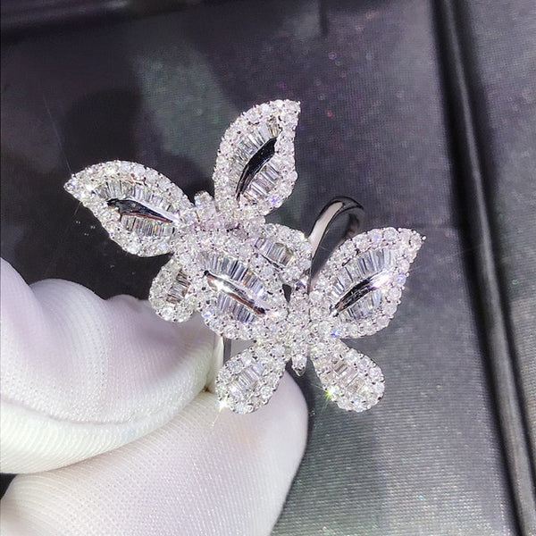 Luxury Sparkly Big Stone Zircon Silver Ring For Women Engagement Wedding - accessories4girls