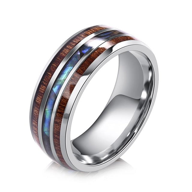 Jiayiqi Rings Stainless Steel Wood Grain Fashion Women Rings Male Jewelry Gifts - accessories4girls