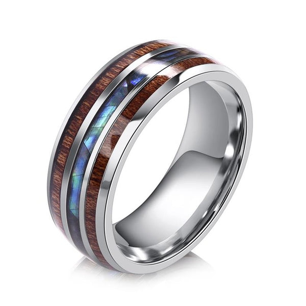 Jiayiqi Rings Stainless Steel Wood Grain Fashion Women Rings Male Jewelry Gifts - accessories4girls