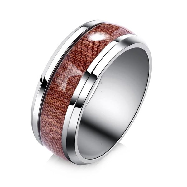 Jiayiqi Rings Stainless Steel Wood Grain Fashion Women Rings Male Jewelry Gifts - accessories4girls