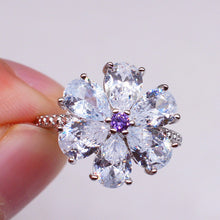 Load image into Gallery viewer, Flower Shape Big Zircon Bling Silver Ring - accessories4girls