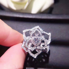 Load image into Gallery viewer, Flower Shape Big Zircon Bling Silver Ring - accessories4girls