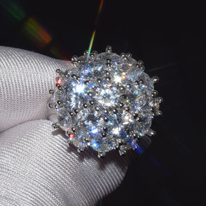 Flower Shape Big Zircon Bling Silver Ring - accessories4girls