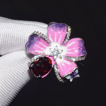 Load image into Gallery viewer, Flower Shape Big Zircon Bling Silver Ring - accessories4girls