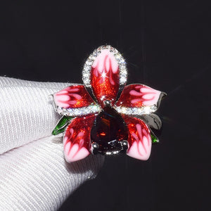 Flower Shape Big Zircon Bling Silver Ring - accessories4girls