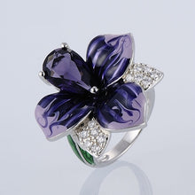 Load image into Gallery viewer, Flower Shape Big Zircon Bling Silver Ring - accessories4girls
