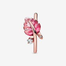 Load image into Gallery viewer, Silver Women Rings Pink Murano Glass Leaf Ring - accessories4girls