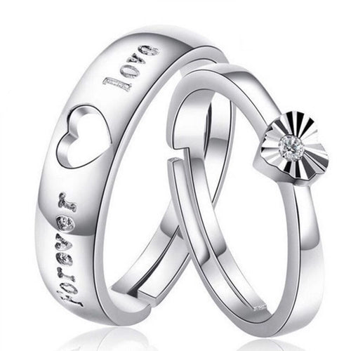 Love Heart Wedding Party Engagement Ring Set - accessories4girls