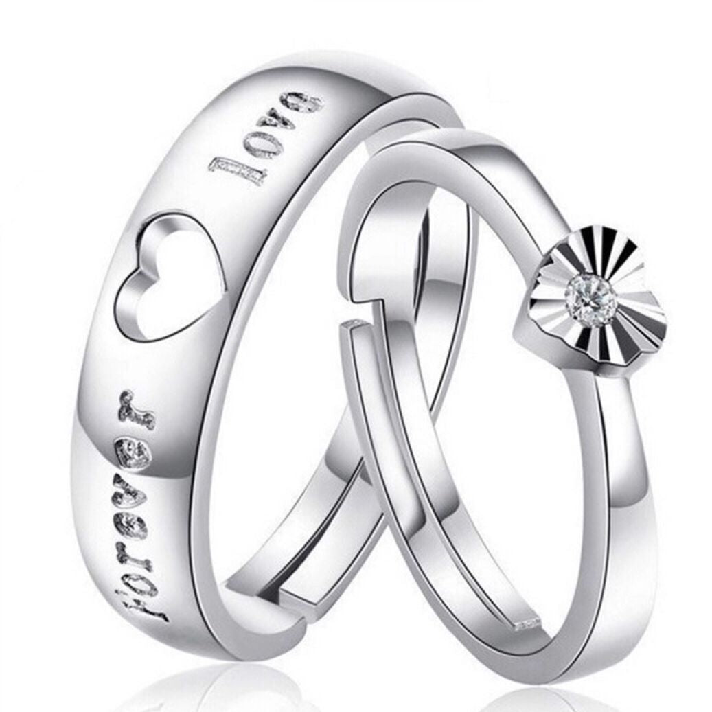 Love Heart Wedding Party Engagement Ring Set - accessories4girls