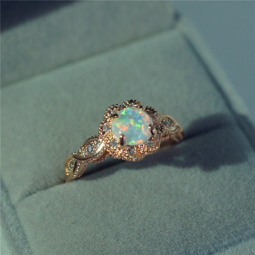 Ring Fashion White Wedding Jewelry Rose Gold Filled Engagement Charm Rings for Women - accessories4girls