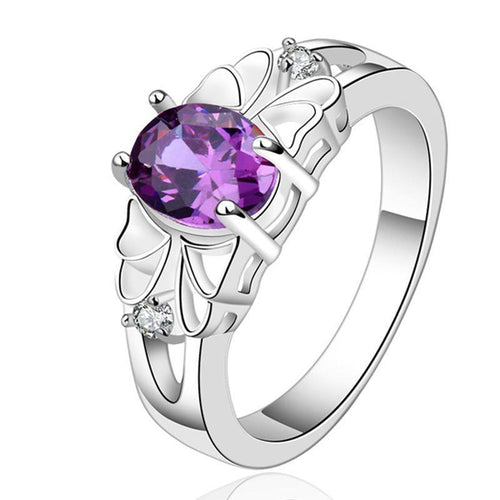 Hot Valentine's gift  silver color  WEDDING lady wemen Female fashion classic purple CZ Engagement Ring R550 - accessories4girls