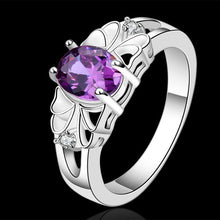 Load image into Gallery viewer, Hot Valentine&#39;s gift  silver color  WEDDING lady wemen Female fashion classic purple CZ Engagement Ring R550 - accessories4girls