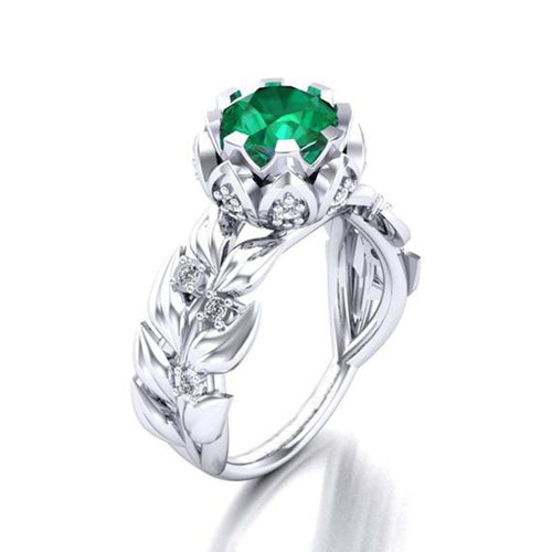 Luxury Brand Princess Zircon Green Rings Vintage Gothic Engagement Ring Crystal Magic Rings - accessories4girls
