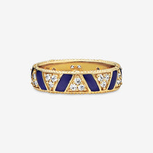 Load image into Gallery viewer, Silver Women Rings Blue Stripes &amp; Stones Ring Heart Engrave Rings - accessories4girls