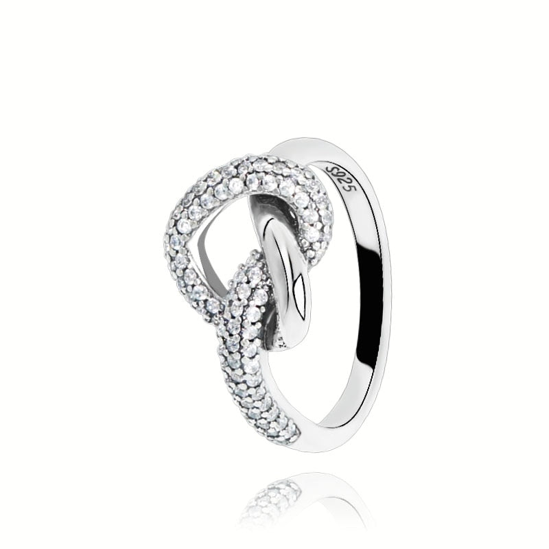 Silver 925 Women Rings Knotted Heart Ring for Engagement Jewelry Anniversary - accessories4girls