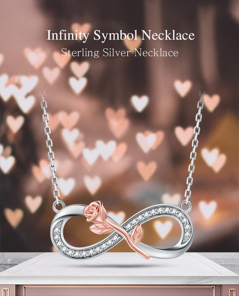 Necklace 925 Sterling Silver Endless Love Rose - accessories4girls