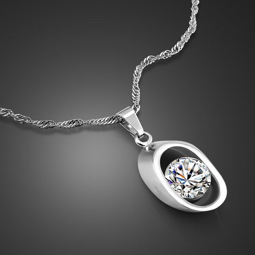 New 925 sterling silver necklace for women shine zircon pendant solid silver chain 41/43/46 length charm jewelry birthday gift - accessories4girls