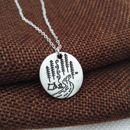 pendant A river runs through it tree and house camping necklace Lover Gift  Live the simple life SanLan - accessories4girls