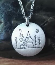 Load image into Gallery viewer, Mountain necklace nature pendant Camping under a big bright moon Lover Gift  Live the simple life SanLan - accessories4girls