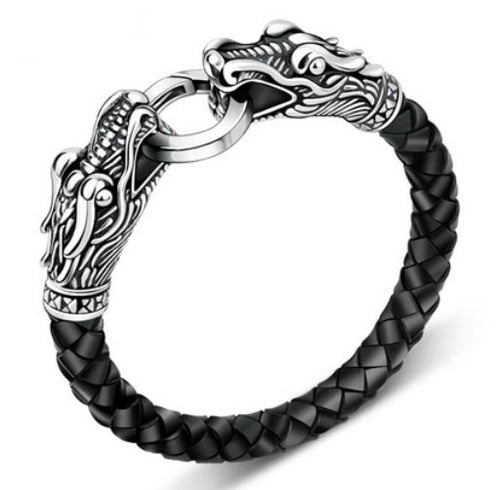 leather Tibetan silver men bracelet titanium fashion  vintage accessories para-taxis dragon bracelet - accessories4girls