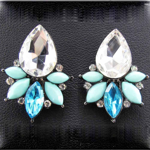 Women's fashion earrings brand sweet metal stud crystal - accessories4girls