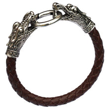 Load image into Gallery viewer, leather Tibetan silver men bracelet titanium fashion  vintage accessories para-taxis dragon bracelet - accessories4girls