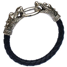 Load image into Gallery viewer, leather Tibetan silver men bracelet titanium fashion  vintage accessories para-taxis dragon bracelet - accessories4girls