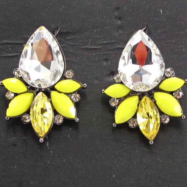 Women's fashion earrings brand sweet metal stud crystal - accessories4girls