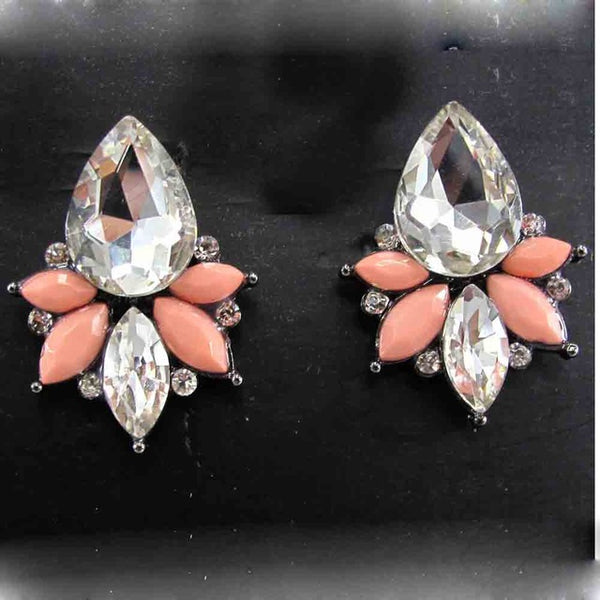 Women's fashion earrings brand sweet metal stud crystal - accessories4girls