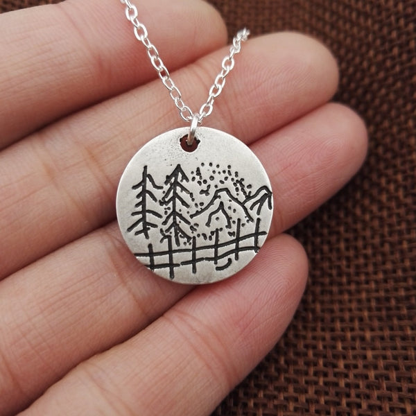 Tree pendant Mountains are Calling camping necklace Lover Gift  Live the simple life christamas gift SanLan - accessories4girls